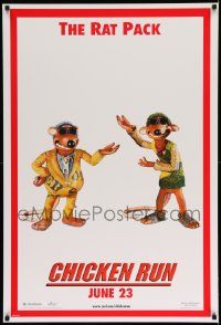 4w172 CHICKEN RUN teaser DS 1sh '00 Peter Lord & Nick Park claymation, the rat pack!