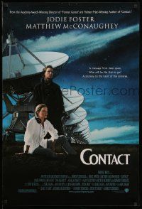 4w187 CONTACT DS 1sh '97 Jodie Foster, Matthew McConaughey, message from deep space!