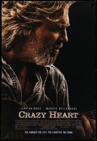 4w199 CRAZY HEART advance DS 1sh '09 great image of country music singer Jeff Bridges!