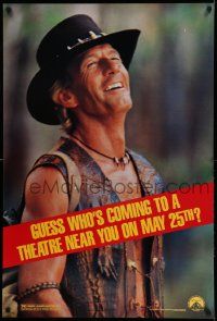 4w204 CROCODILE DUNDEE II teaser 1sh '88 cool different image of Paul Hogan laughing!
