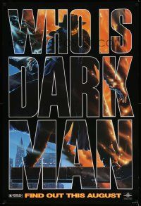 4w216 DARKMAN teaser DS 1sh '90 directed by Sam Raimi, cool Alvin art of masked hero Liam Neeson!