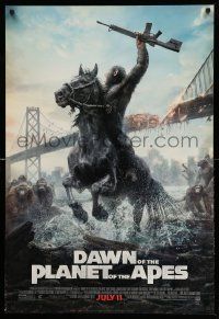 4w219 DAWN OF THE PLANET OF THE APES style C advance DS 1sh '14 great image of ape on horseback!