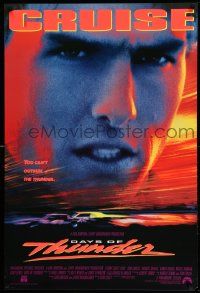 4w221 DAYS OF THUNDER 1sh '90 close image of angry NASCAR race car driver Tom Cruise!