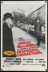 4w224 DESPERATE CHARACTERS 1sh '71 close-up of Shirley MacLaine & Kenneth Mars on street!