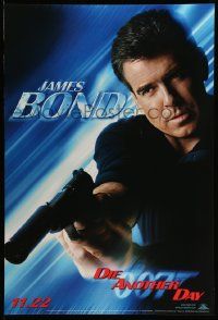 4w238 DIE ANOTHER DAY teaser 1sh '02 Pierce Brosnan as James Bond 007 pointing silenced pistol!