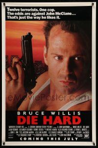 4w242 DIE HARD advance 1sh '88 Bruce Willis vs twelve terrorists, action classic!
