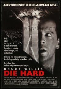 4w241 DIE HARD 1sh '88 Bruce Willis vs twelve terrorists, action classic!
