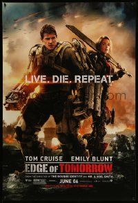 4w273 EDGE OF TOMORROW teaser DS 1sh '14 June 06 style, Tom Cruise & Emily Blunt, live, die, repeat