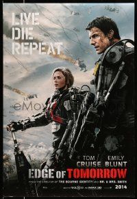 4w272 EDGE OF TOMORROW teaser DS 1sh '14 2014 style, Tom Cruise & Emily Blunt, live, die, repeat!