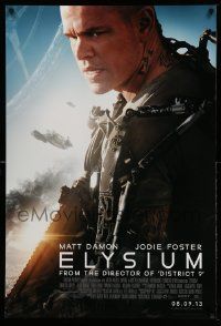 4w279 ELYSIUM advance DS 1sh '13 Matt Damon, Jodie Foster, Sharlto Copley, sci-fi action!