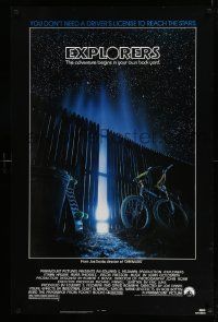 4w298 EXPLORERS 1sh '85 directed by Joe Dante, the adventure begins in your own back yard!