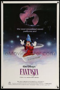 4w301 FANTASIA 1sh R85 Mickey from Sorcerer's Apprentice & Chernabog from Night on Bald Mountain!