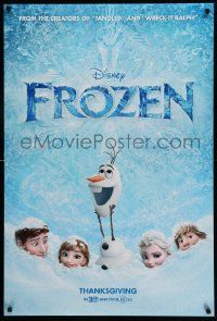 4w336 FROZEN advance DS 1sh '13 voices of Kristen Bell, Alan Tudyk, cool image of snowman!