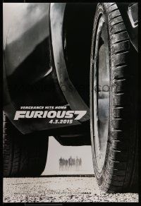 4w341 FURIOUS 7 teaser DS 1sh '15 Jason Statham, Dwayne Johnson, Vin Diesel, close up image of car!
