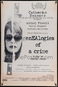 4w346 GENEALOGIES OF A CRIME 1sh '98 cool image of Catherine Deneuve in two knives!