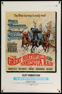 4w377 GREAT NORTHFIELD MINNESOTA RAID 1sh '72 cool artwork of wild west outlaws!