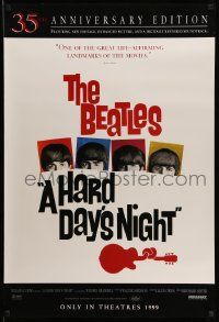 4w388 HARD DAY'S NIGHT advance 1sh R99 great image of The Beatles, guitar art, rock & roll classic!