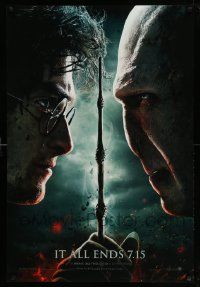 4w391 HARRY POTTER & THE DEATHLY HALLOWS PART 2 teaser DS 1sh '11 Radcliffe facing off w/Fiennes!