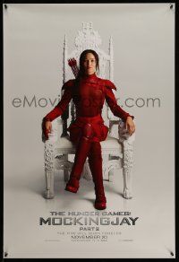 4w437 HUNGER GAMES: MOCKINGJAY - PART 2 teaser DS 1sh '15 image of Jennifer Lawrence in red outfit!
