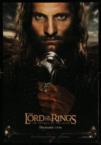 4w553 LORD OF THE RINGS: THE RETURN OF THE KING teaser DS 1sh '03 Mortensen as Aragorn!