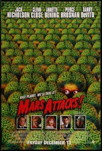 4w588 MARS ATTACKS! int'l advance 1sh '96 directed by Tim Burton, image of wacky brainy aliens!