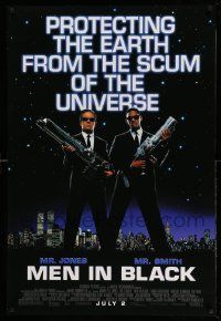 4w602 MEN IN BLACK advance DS 1sh '97 Will Smith & Tommy Lee Jones protecting the Earth!