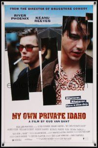 4w644 MY OWN PRIVATE IDAHO 1sh '91 close up of smoking River Phoenix & Keanu Reeves!