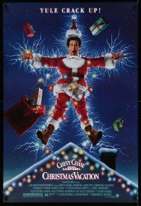 4w650 NATIONAL LAMPOON'S CHRISTMAS VACATION DS 1sh '89 Consani art of Chevy Chase, yule crack up!