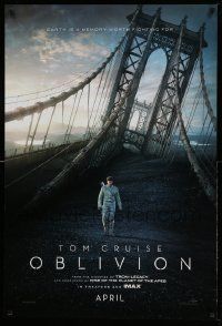 4w661 OBLIVION teaser DS 1sh '13 Morgan Freeman, cool image of Tom Cruise on bridge!