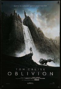 4w662 OBLIVION teaser DS 1sh '13 Morgan Freeman, image of Tom Cruise & waterfall in city!