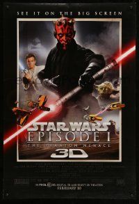 4w688 PHANTOM MENACE advance DS 1sh R12 Star Wars Episode I in 3-D, different image of Darth Maul!