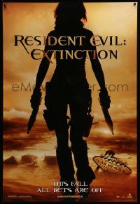 4w739 RESIDENT EVIL: EXTINCTION teaser 1sh '07 silhouette of zombie killer Milla Jovovich!