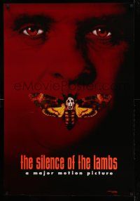4w806 SILENCE OF THE LAMBS style B teaser 1sh '91 image of Anthony Hopkins with moth over mouth!