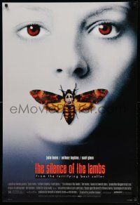 4w807 SILENCE OF THE LAMBS style D DS 1sh '90 great image of Jodie Foster with moth over mouth!