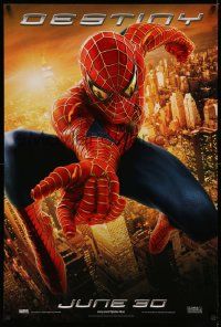 4w836 SPIDER-MAN 2 teaser DS 1sh '04 great image of Tobey Maguire in the title role, Destiny!