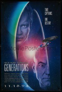 4w855 STAR TREK: GENERATIONS int'l advance 1sh '94 Stewart as Picard, Shatner as Kirk, two captains!