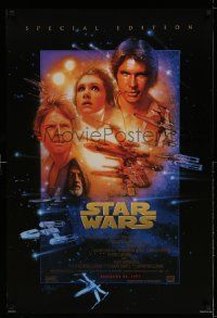 4w857 STAR WARS style B advance 1sh R97 George Lucas classic sci-fi epic, art by Drew Struzan!