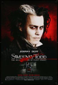 4w881 SWEENEY TODD THE DEMON BARBER OF FLEET STREET advance DS 1sh '08 Johnny Depp w/razor blade!