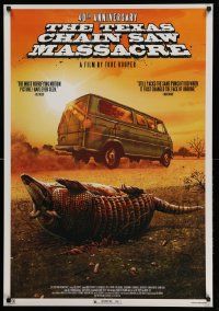 4w898 TEXAS CHAINSAW MASSACRE 1sh R14 Tobe Hooper cult classic, wacky image of dead armadillo!