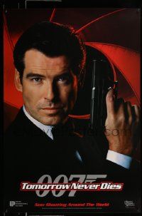 4w918 TOMORROW NEVER DIES int'l teaser DS 1sh '97 close-up of Pierce Brosnan as James Bond 007!