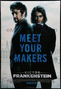 4w954 VICTOR FRANKENSTEIN style A advance DS 1sh '15 Radcliffe as Igor, McAvoy in the title role!