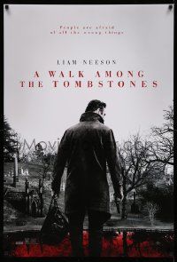 4w960 WALK AMONG THE TOMBSTONES teaser DS 1sh '14 Liam Neeson in graveyard w/gun!