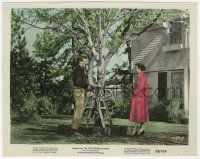 4x002 ALL THAT HEAVEN ALLOWS color 8x10.25 still '55 Jane Wyman watches Rock Hudson w/ladder by tree