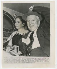 4x173 CHARLIE CHAPLIN 8.25x10 still '64 returning to Switzerland from London with wife Oona!