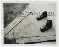 4x170 CHARLIE CHAPLIN 7.25x9 news photo '54 the shoes from The Kid & his cane by name in cement!