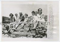4x166 CHARLIE CHAPLIN 7.25x10 news photo '57 at beach with Oona & five of their six children!