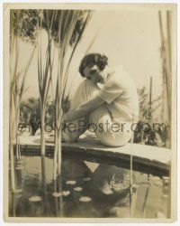 4x183 CLAUDETTE COLBERT 8x10.25 still '30s with a new snappy bob by her goldfish pond at home!