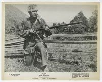 4x218 DAVY CROCKETT, KING OF THE WILD FRONTIER 8x10 still '55 Fess Parker in coonskin cap w/rifle!