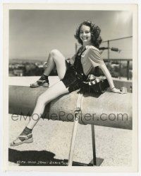 4x469 JANET BLAIR 8x10 key book still '41 posing in overalls with her lunch by Whitey Schafer!
