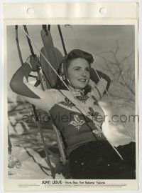 4x489 JOAN LESLIE 8x11 key book still '40s great winter portrait leaning back against her sled!